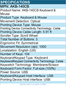 Adesso AKB-140CB Keyboard & Mouse - USB Membrane/Scissor Cable