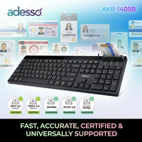Adesso AKB-140SB Desktop Keyboard with Smart Card Reader -Full-size - 104 Key(s)