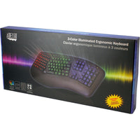 Adesso AKB-150EB Color Illuminated Ergonomic Keyboard - Black
