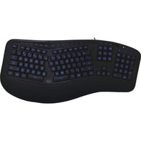 Adesso AKB-150EB Color Illuminated Ergonomic Keyboard - Cable - Full-size