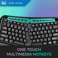 Adesso AKB-150UB Desktop Ergonomic Keyboard - Cable - USB - 105 Key(s)
