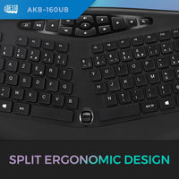 Adesso AKB-160UB TruForm Ergonomic Desktop Keyboard - Cable - Full-size - USB