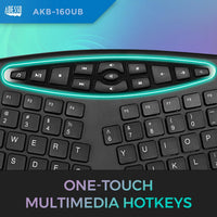 Adesso AKB-160UB TruForm Ergonomic Desktop Keyboard - Cable - Full-size - USB
