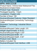 Adesso AKB-222UB Antimicrobial Waterproof Flex Keyboard (Compact Size) - Cable