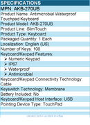 Adesso AKB-270UB Antimicrobial Waterproof Touchpad Keyboard - Cable