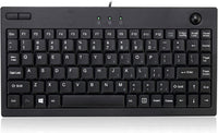 Adesso AKB-310UB Mini Trackball Keyboard - Quiet Keys - 87 Keys - USB - Black