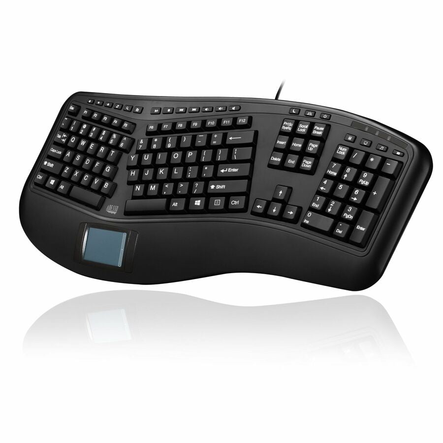 Adesso AKB-450UB Tru-Form Ergonomic Touchpad Keyboard - Cable - USB Interface