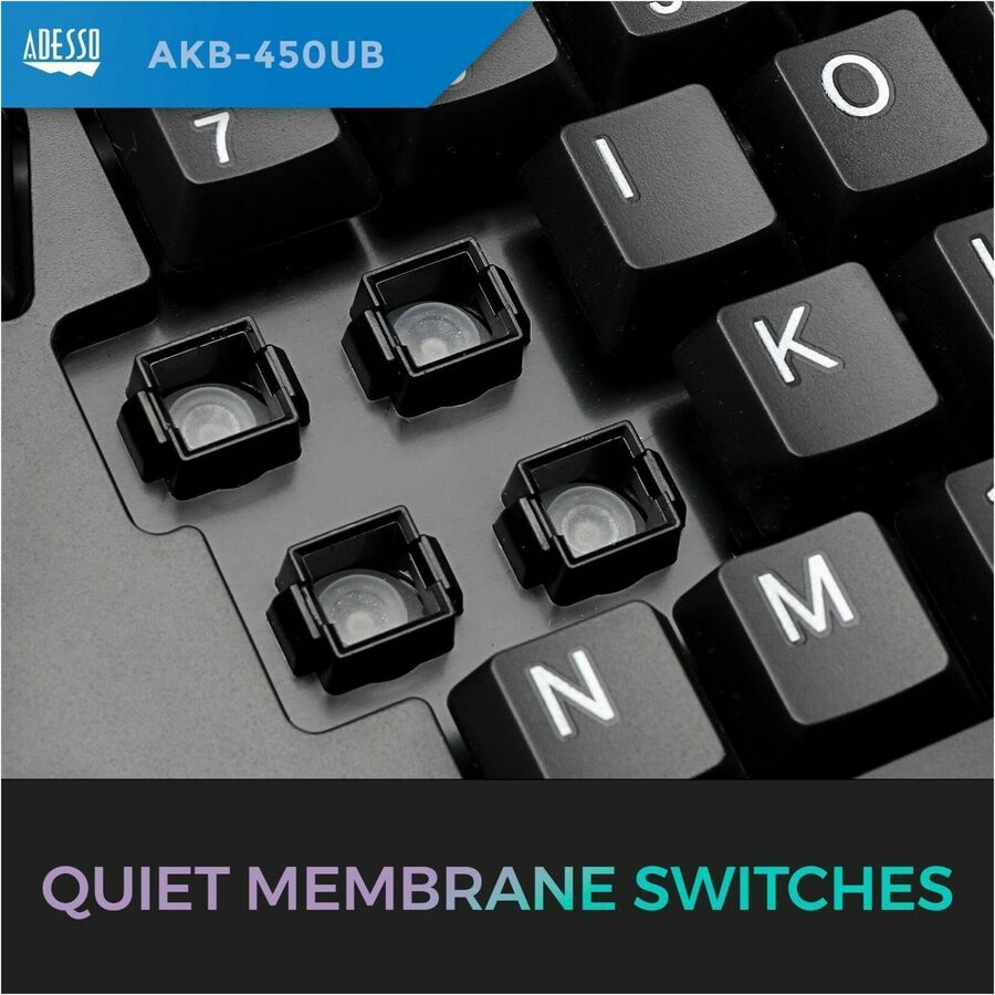 Adesso AKB-450UB Tru-Form Ergonomic Touchpad Keyboard - Cable - USB Interface