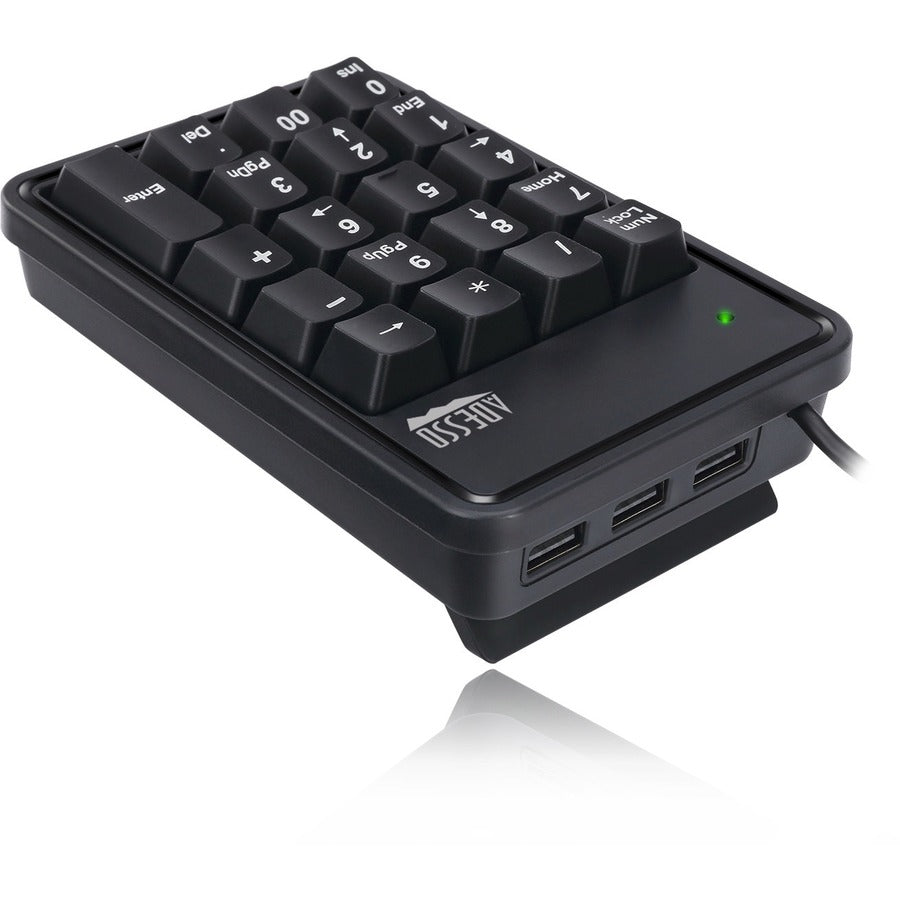 Adesso AKB-600HB 19-Key Mechanical Keypad with 3-Port USB Hub