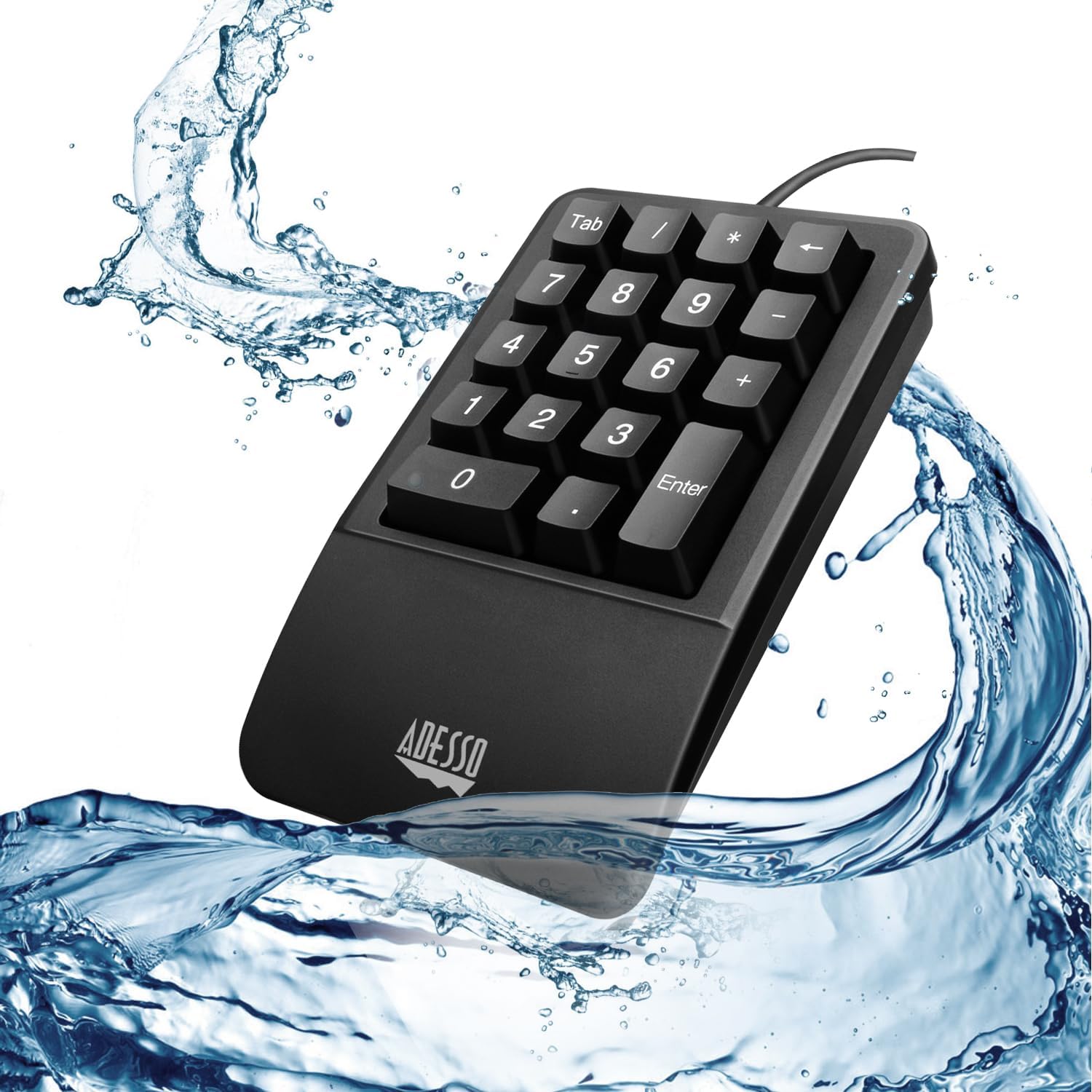 Adesso AKB-618UB Antimicrobial Waterproof Numeric Keypad with Wrist Rest Support