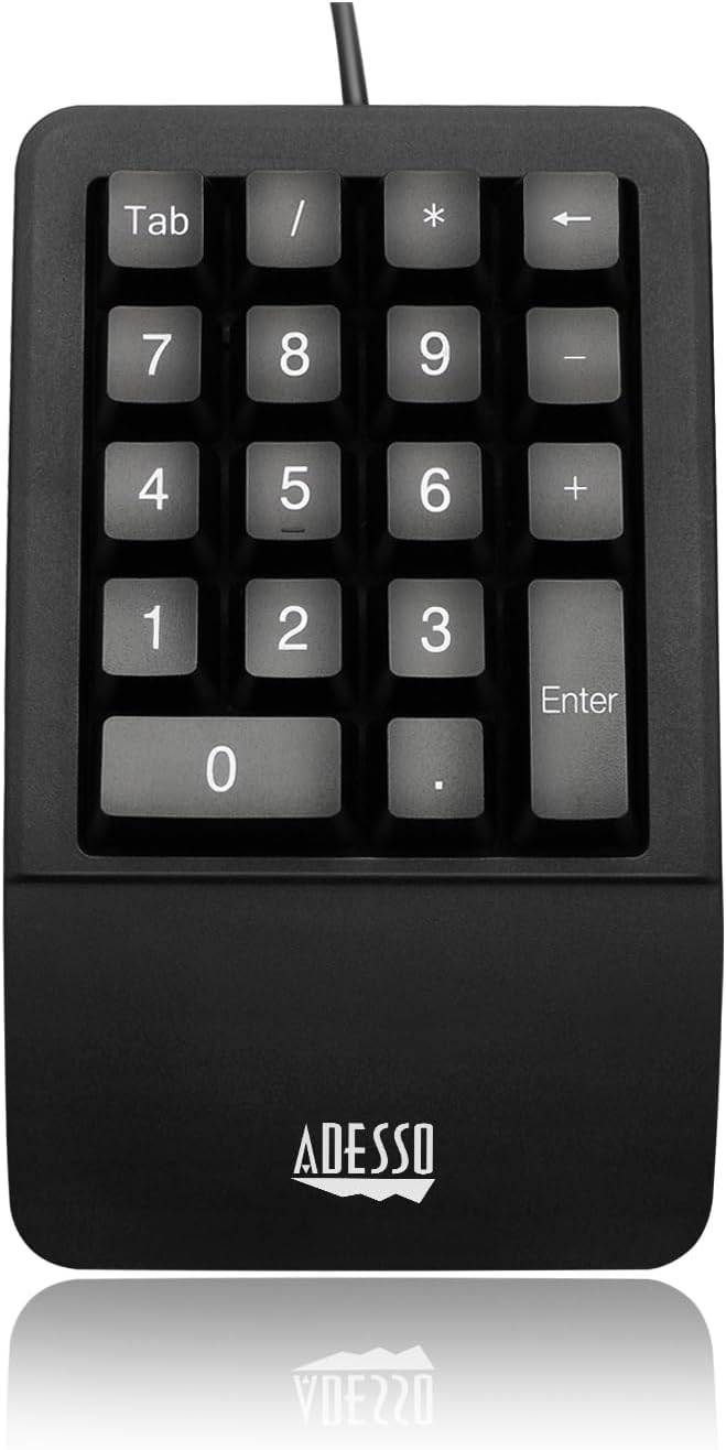 Adesso AKB-618UB Antimicrobial Waterproof Numeric Keypad with Wrist Rest Support