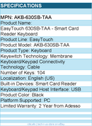 Adesso AKB-630SB-TAA EasyTouch 630SB-TAA - Smart Card Reader Keyboard