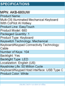 Adesso AKB-680UW Multi-OS Illuminated Mechanical Keyboard - 104 Keys