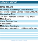 Vivotek AM-529 Mounting Adapter for speed dome Brown Box