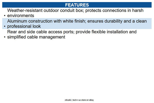 Vivotek AM-71B_V02 Outdoor Conduit Box (IP66) - Aluminum
