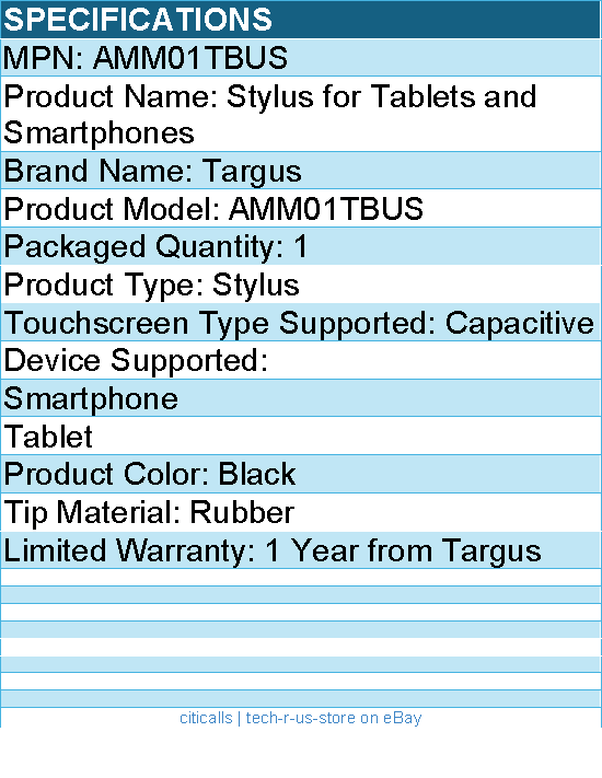 Targus AMM01TBUS Stylus for Tablets and Smartphones - Black