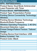 Targus AMP06804AMGL Dual Mode Antimicrobial Laser Presenter with Timer