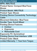 Targus AMU75US Compact Laptop Mouse - Optical - USB - Black, Gray