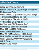 Cudy AP3000 Outdoor AX3000 High Power WiFi 6 Gigabit Outdoor Access Point