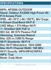 Cudy AP3000 Outdoor AX3000 High Power WiFi 6 Gigabit Outdoor Access Point