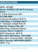 Cudy AP3000 AX3000 Dual Band Ceiling Mount Wi-Fi6 Access Point Retail