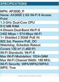 Cudy AP3000_P AX3000 Dual Band Ceiling Mount Wi-Fi6 Access Point Retail