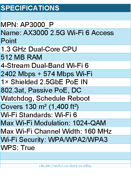 Cudy AP3000_P AX3000 Dual Band Ceiling Mount Wi-Fi6 Access Point Retail