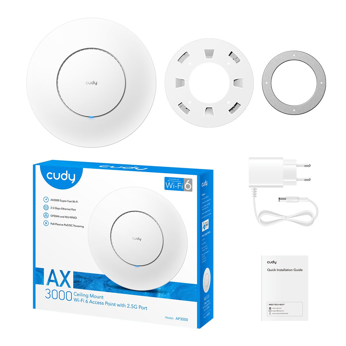 Cudy AP3000 AX3000 Dual Band Ceiling Mount Wi-Fi6 Access Point Retail