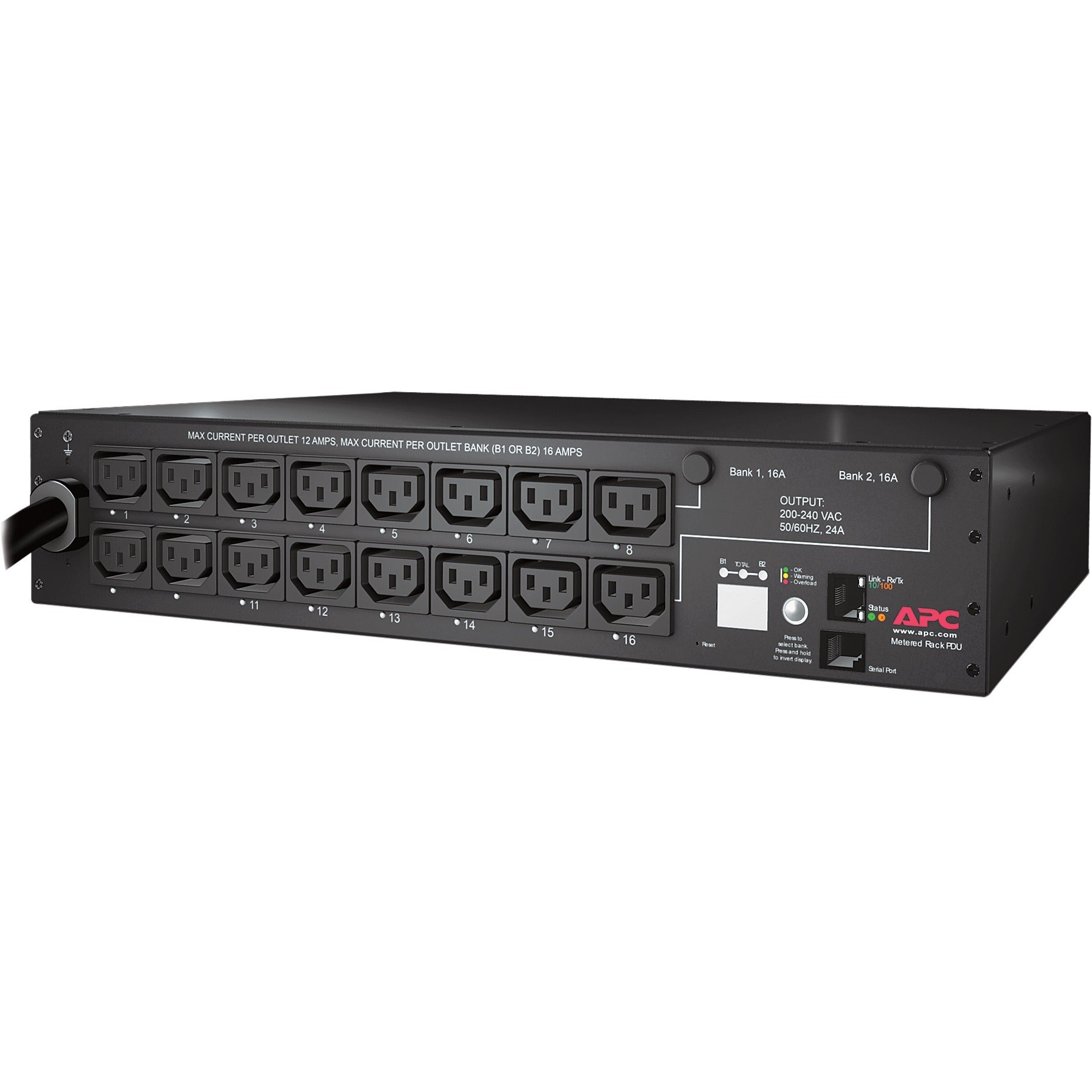 APC AP7911B NetShelter Switched Rack PDU, 2U, 30A, 208V, 16 C13 outlet Switched