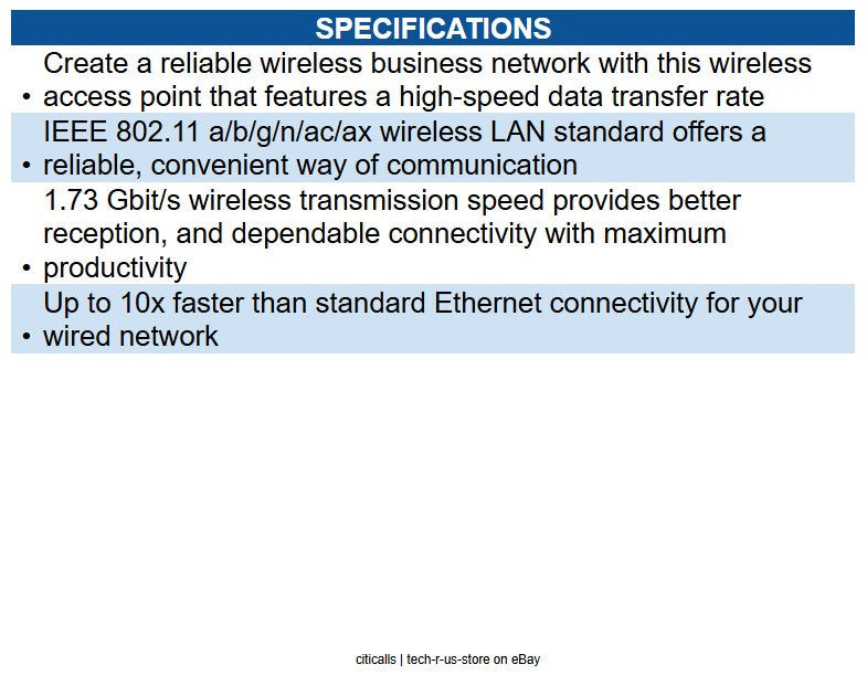 TP-Link AP8635-I OmadaPro Dual Band Wi-Fi 6 IEEE 802.11 a/b/g/n/ac/ax 1.73 Gbit/