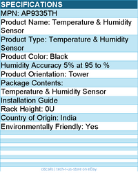 APC AP9335TH Temperature & Humidity Sensor - Black