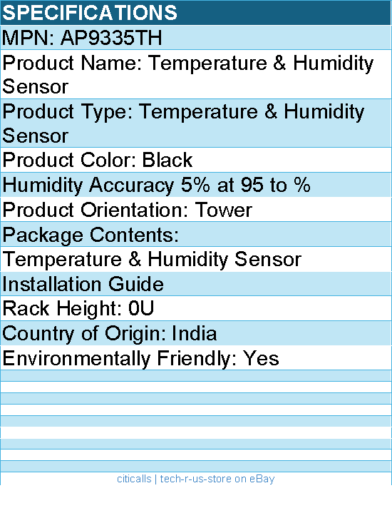 APC AP9335TH Temperature & Humidity Sensor - Black