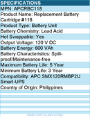 APC APCRBC118 Replacement Battery Cartridge #118 with 2 Year Warranty