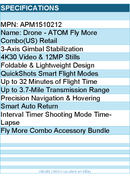 Potensic APM1510212 Drone - ATOM Fly More Combo(US) Retail