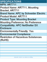 APC AR7711 NetShelter Zero U Accessory Mounting Bracket