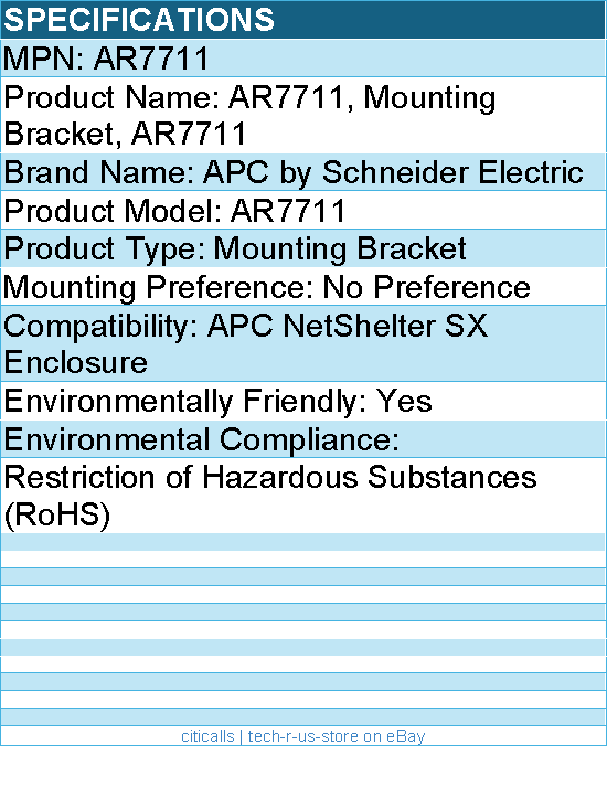 APC AR7711 NetShelter Zero U Accessory Mounting Bracket
