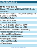 TP-Link Archer A8 AC1900 Wireless MU-MIMO Wi-Fi Router 5 2.4GHz Retail