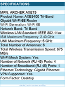 TP-Link Archer AXE75 AX5400 Tri-Band Wi-Fi 6E Router Retail