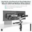 StarTech ARMDUAL30 Desk Mount Dual Monitor Arm, Full Motion - Black, Silver