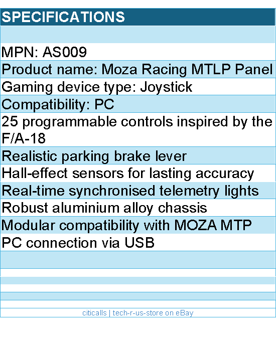 MOZA RACING AS009 MTLP Panel Retail - 25 programmable switch signals