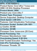 Intel AT8076806412 Core Ultra 7 265K Icosa-core (20 Core) 3.90 GHz Processor