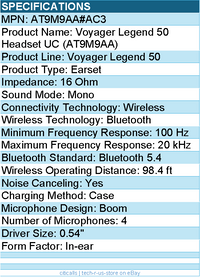 HP Poly AT9M9AA#AC3 Voyager Legend 50 Headset UC - Wireless - Bluetooth
