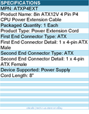 StarTech ATXP4EXT 8in ATX12V 4 Pin P4 CPU Power Extension