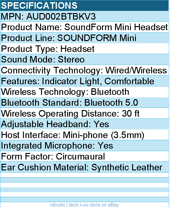 Belkin AUD002BTBKV3 Wireless Bluetooth On-Ear Headphones for Kids w/ Mic