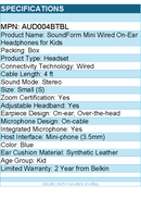 Belkin BBZ010tt SoundForm Mini Wired On-Ear Headphones for Kids