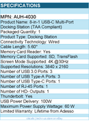 Adesso AUH-4030 8-in-1 USB-C Multi-Port Docking Station (TAA Compliant)