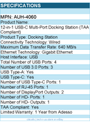 Adesso AUH-4060 12-in-1 USB-C Multi-Port Docking Station (TAA Compliant)