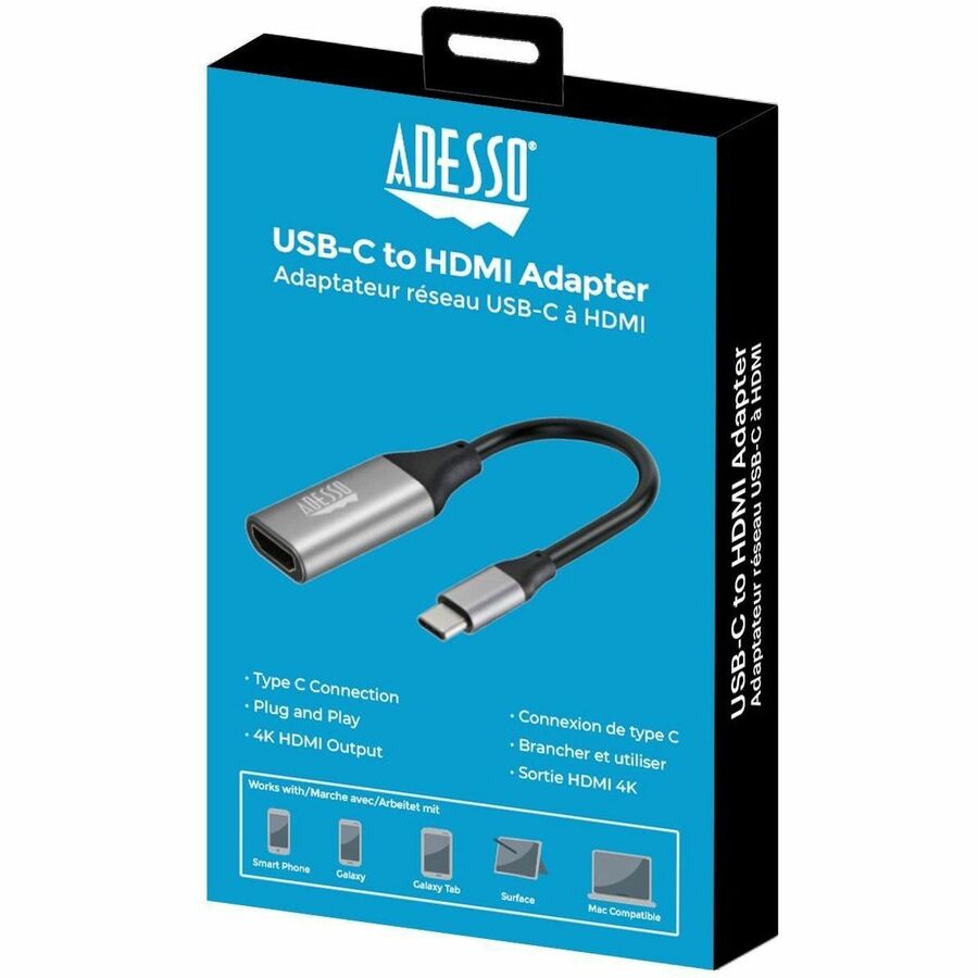 Adesso AUH-5010 USB C To Video Adapter @4K/60Hz - 3840 x 2160 Supported