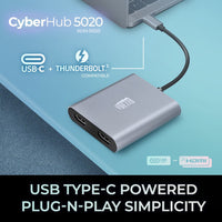 Adesso AUH-5020 USB-C to Dual Video Adapter - Lightweight, Plug and Play