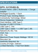 Belkin AVC004BK-BL USB-C Multiport Adapter, USB-C to Video - USB A 3.0